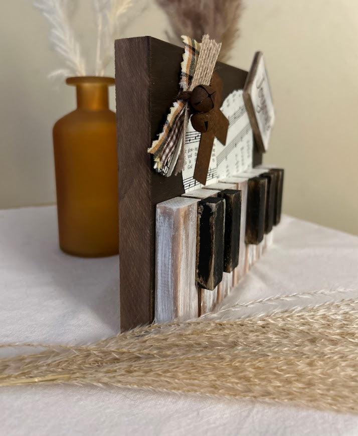 Rustic Crafts/ “Praise Piano” Shelf Décor – Brown