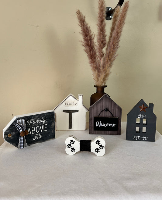 Rustic Crafts/Personalized “Home” Shelf Décor Set