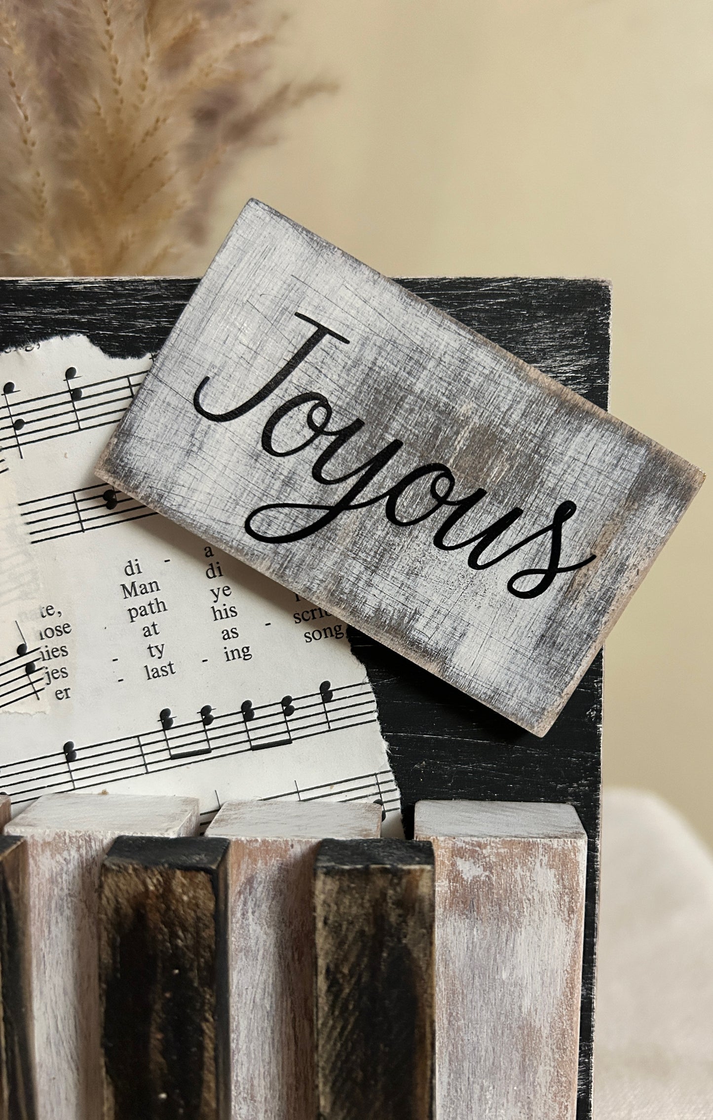 Rustic Crafts/ “Praise Piano” Shelf Décor - Black