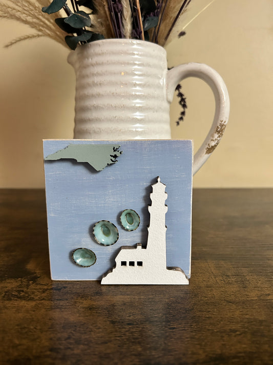 Rustic Crafts/NC Lighthouse with Shells Shelf Décor