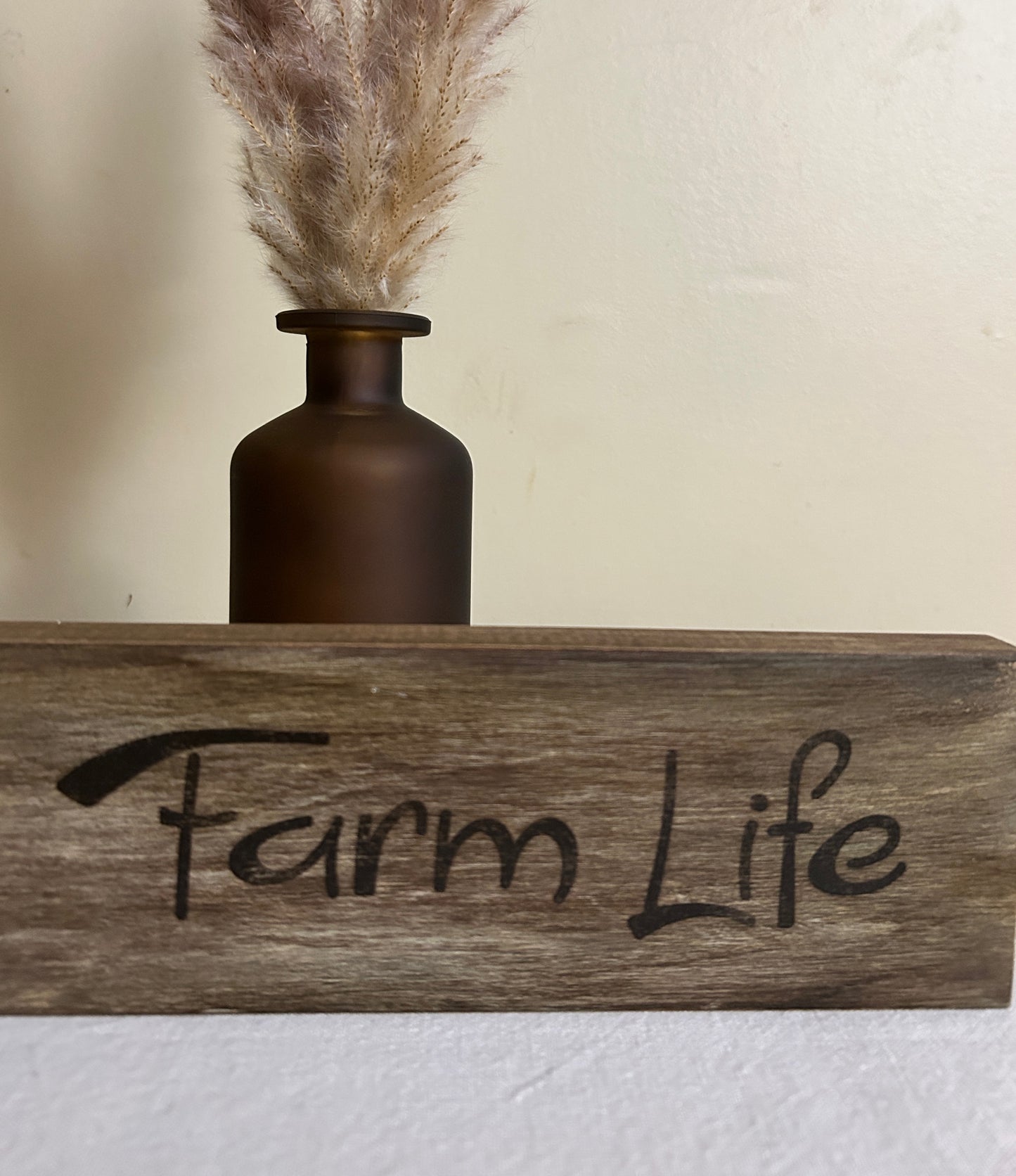 Rustic Crafts/ “Farm Life" with Cowbell Shelf Décor