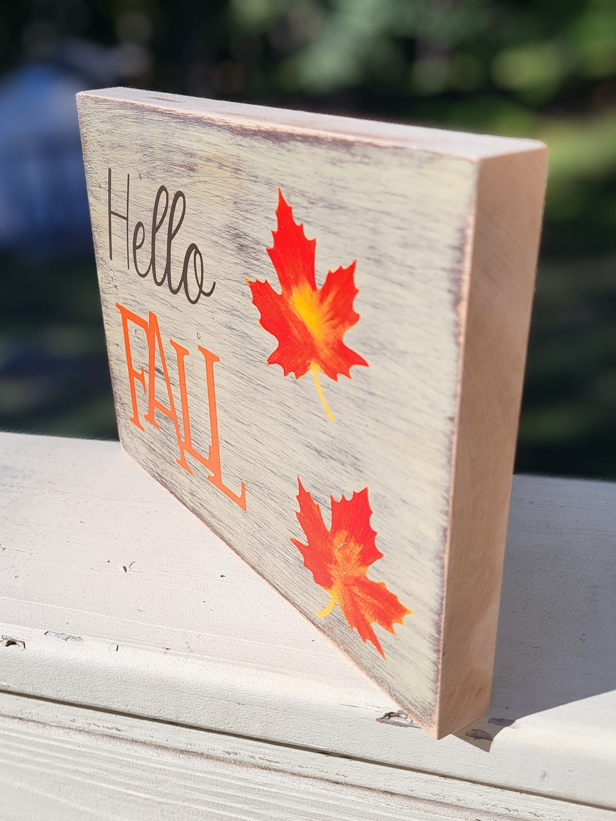 "Hello Fall" Maple Leaves Shelf Decor