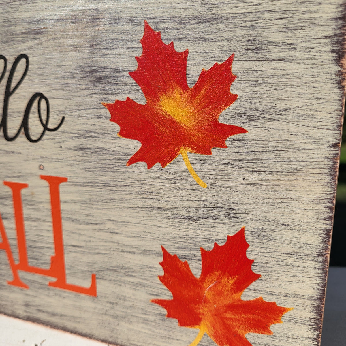 "Hello Fall" Maple Leaves Shelf Decor