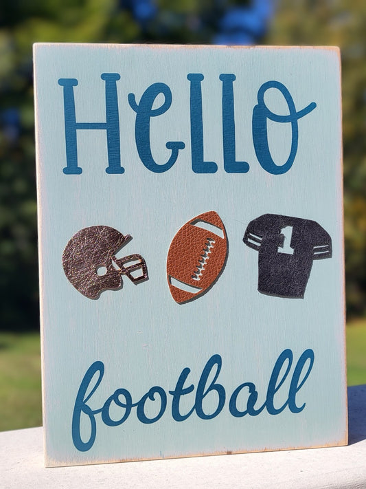 "Hello Football" Shelf Decor